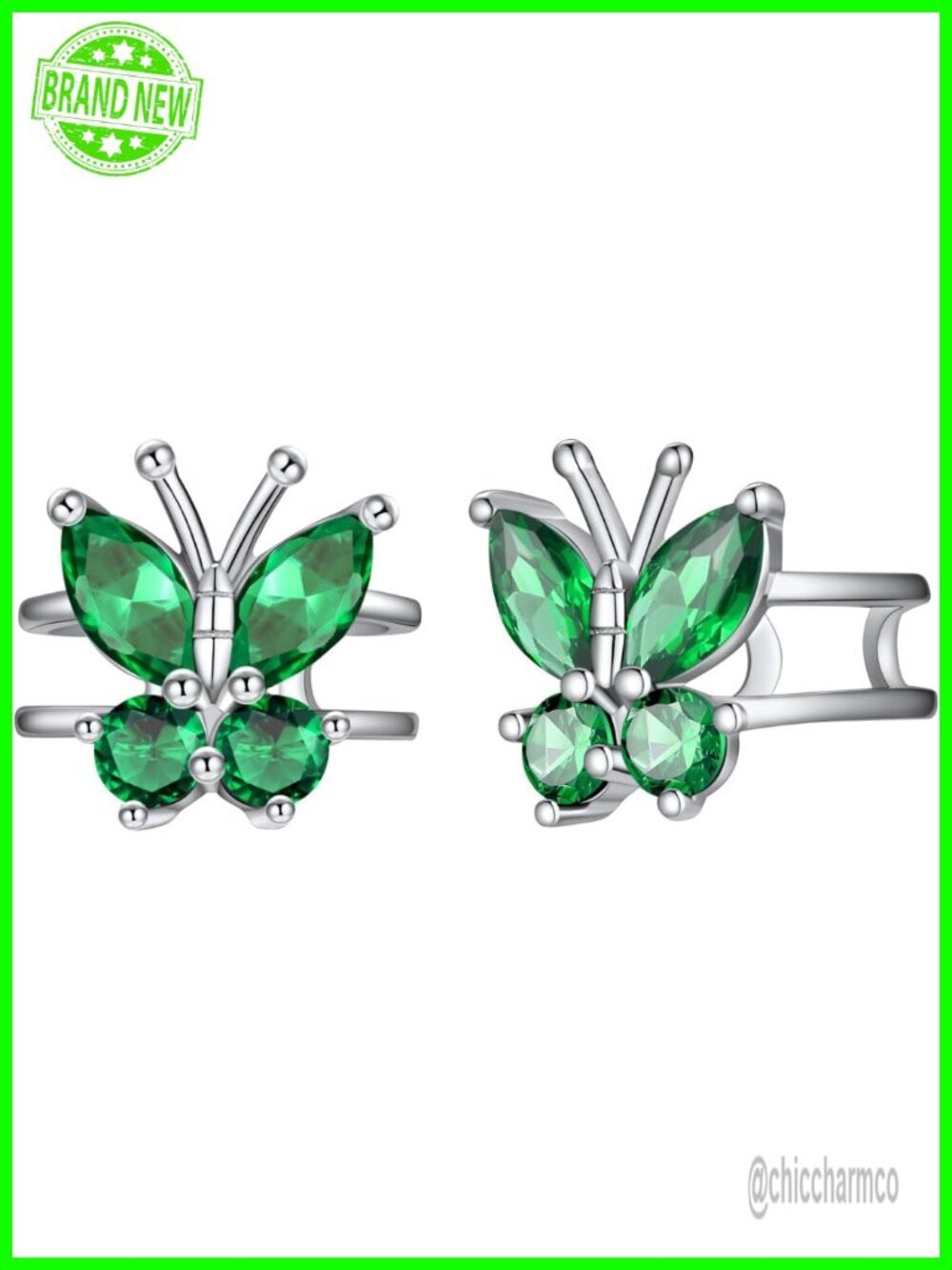 925 Sterling Silver Butterfly Stud Earrings with Cubic Zirconia Hypoallergenic